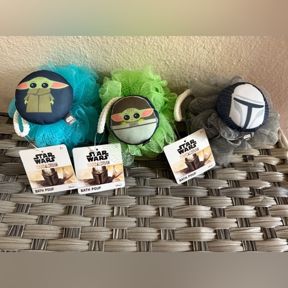 Disney Other - NWT Star Wars Bath Pouf Loofah Trio - Yoda, Grogu & The Mandalorian